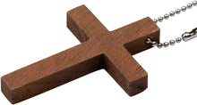 Load image into Gallery viewer, Wooden Cross Ball Chain Keyring