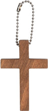 Load image into Gallery viewer, Wooden Cross Ball Chain Keyring