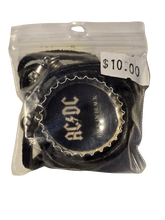 Load image into Gallery viewer, Black Leather ACDC Bottle Cap Necklace Back In Black