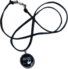 Load image into Gallery viewer, Black Leather ACDC Bottle Cap Necklace Back In Black