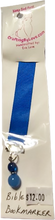 Load image into Gallery viewer, Beautiful Blue Ribbon Bible Book Marker with Beaded Charms on Both Ends