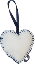 Load image into Gallery viewer, Felted Lace and Rose Navy Blue Hanging Heart Ornament Decor