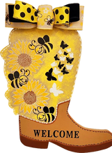 Load image into Gallery viewer, Country Girl Cowgirl Boot Spring Summer Time Bumble Bees & Butterflies Wreath Wall Decor