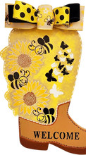 Load image into Gallery viewer, Country Girl Cowgirl Boot Spring Summer Time Bumble Bees & Butterflies Wreath Wall Decor