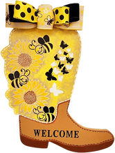 Load image into Gallery viewer, Country Girl Cowgirl Boot Spring Summer Time Bumble Bees & Butterflies Wreath Wall Decor