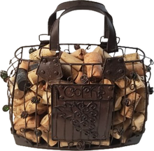 Load image into Gallery viewer, Corks Metal Decorative Purse Basket Filled with Wine Corks Holder