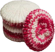 Load image into Gallery viewer, Double Knitted Facial Scrubbies Scrubbers 5 Pack Dark Pink/White
