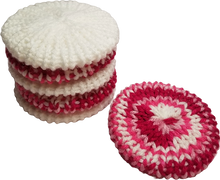 Load image into Gallery viewer, Double Knitted Facial Scrubbies Scrubbers 5 Pack Dark Pink/White