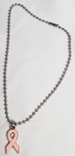 Load image into Gallery viewer, Breast Cancer Support Ribbon Ball Chain Dog Necklace