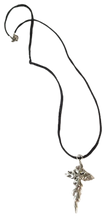 Load image into Gallery viewer, Flaming Cross Goth Necklace on Leather Cording