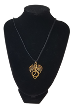 Load image into Gallery viewer, Golden Winged Dragon Necklace on Black Leather Cord Necklace