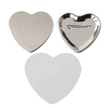 Load image into Gallery viewer, 3ct Big Heart Shaped Buttons, Pins, or Magnets with YOUR Logo, Design, Photo, or Text on them!
