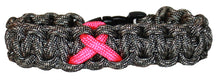 Load image into Gallery viewer, Army Camouflage w/ Pink Breast Cancer Support Ribbon Paracord Bracelet