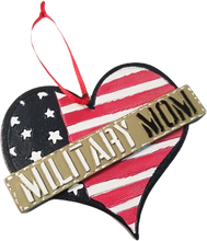 Load image into Gallery viewer, Military Mom Heart Ornament Army Air Force Navy Marines