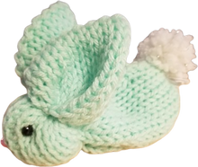 Load image into Gallery viewer, Mint Green Bunny Knitted Surprise Tummy Bunny Rabbits Handcrafted Elegance