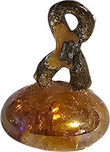 Load image into Gallery viewer, Metal Breast Cancer Support Ribbon Miniature Collectible Figurine on Pink/Orange Marble Base