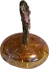 Load image into Gallery viewer, Metal Breast Cancer Support Ribbon Miniature Collectible Figurine on Pink/Orange Marble Base