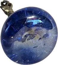 Load image into Gallery viewer, Pewter Rabbit Bunny Jackalope Miniature Collectible Figurine on Blue Iridescent Marble Base