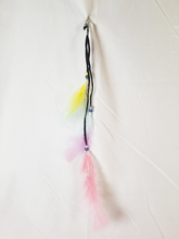 Load image into Gallery viewer, Yellow, Pink, Blue Feathers 1980's Style Hair Clip with gator clip or claw