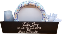 Load image into Gallery viewer, Paper Plate, Cup, & Silverware Decorative Kitchen Countertop Organizer