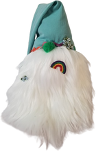 Load image into Gallery viewer, Rainbow Teal Satin Spring Gnome with Blue Rose's Spring Flowers