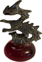 Load image into Gallery viewer, Pewter Red Dragon Miniature Collectible Figurine on Red Firey Marble Base