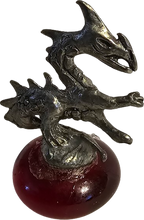 Load image into Gallery viewer, Pewter Red Dragon Miniature Collectible Figurine on Red Firey Marble Base