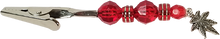 Load image into Gallery viewer, Handcrafted Red Beaded Jeweled Gator Clip with Pot Leaf Dangling Charm