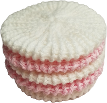 Load image into Gallery viewer, Double Knitted Facial Scrubbies Scrubbers 5 Pack Pink-White/White