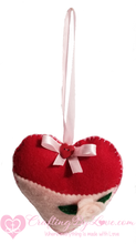 Load image into Gallery viewer, Felted Rose Pocket Hanging Heart Ornament Decor