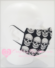 Load image into Gallery viewer, Black and White Skull Face Mask