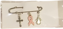 Load image into Gallery viewer, Beautiful Handcrafted Breast Cancer Ribbon, Cross, Angel Pin Brooch