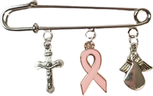 Load image into Gallery viewer, Beautiful Handcrafted Breast Cancer Ribbon, Cross, Angel Pin Brooch