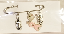 Load image into Gallery viewer, Beautiful Handcrafted Breast Cancer Ribbon, Praying Hands, Angel Wing Pin Brooch