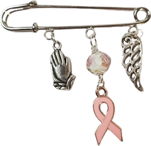 Load image into Gallery viewer, Beautiful Handcrafted Breast Cancer Ribbon, Praying Hands, Angel Wing Pin Brooch