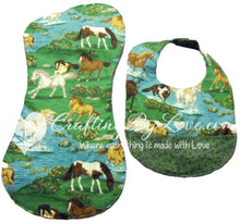Load image into Gallery viewer, Baby Bib and Burp Cloth Set