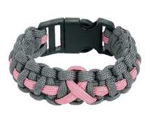 Load image into Gallery viewer, Army Camo w/ Pink Breast Cancer Support Ribbon Paracord Bracelet