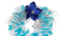 Load image into Gallery viewer, Frozen Inspired Christmas Wreath Blues & Silver
