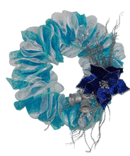 Load image into Gallery viewer, Frozen Inspired Christmas Wreath Blues & Silver