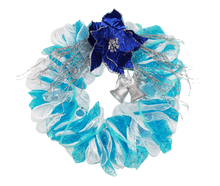 Load image into Gallery viewer, Frozen Inspired Christmas Wreath Blues & Silver