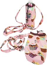 Load image into Gallery viewer, Cross-body Hands Free Water Bottle Holder, Cupcakes themed, Perfect for hiking, theme parks, walking!