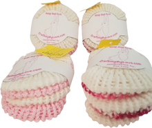 Load image into Gallery viewer, Double Knitted Facial Scrubbies Scrubbers 5 Pack Dark Pink/White