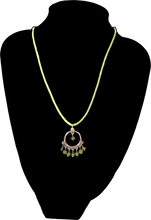 Load image into Gallery viewer, Green Beaded Dream Catcher Corded Necklace