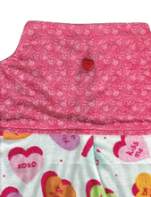 Load image into Gallery viewer, Pink Sweetheart Candy Hearts Child's Dishtowel Apron Help is in the Kitchen!