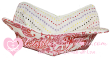 Load image into Gallery viewer, Antique Pink Filagree & Dots Double Sided Bowl Cozies Set of 2 Hand Protection Holders
