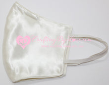 Load image into Gallery viewer, White Satin Professionally Handcrafted Fitted Face Masks