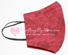 Load image into Gallery viewer, Roses Professionally Handcrafted Fitted Face Masks
