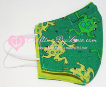 Load image into Gallery viewer, Playful Frogs Professionally Handcrafted Fitted Face Masks