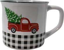 Load image into Gallery viewer, Little Red Plaid Truck Coffee & Hazelnut Creamers Gift Mug or Cup