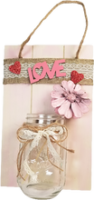 Load image into Gallery viewer, Handcrafted Mason Jar LOVE Pine Cone Flower Wall Plaque
